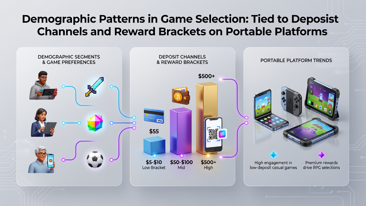Mobile device displaying casino game interfaces with demographic icons representing age groups and payment methods