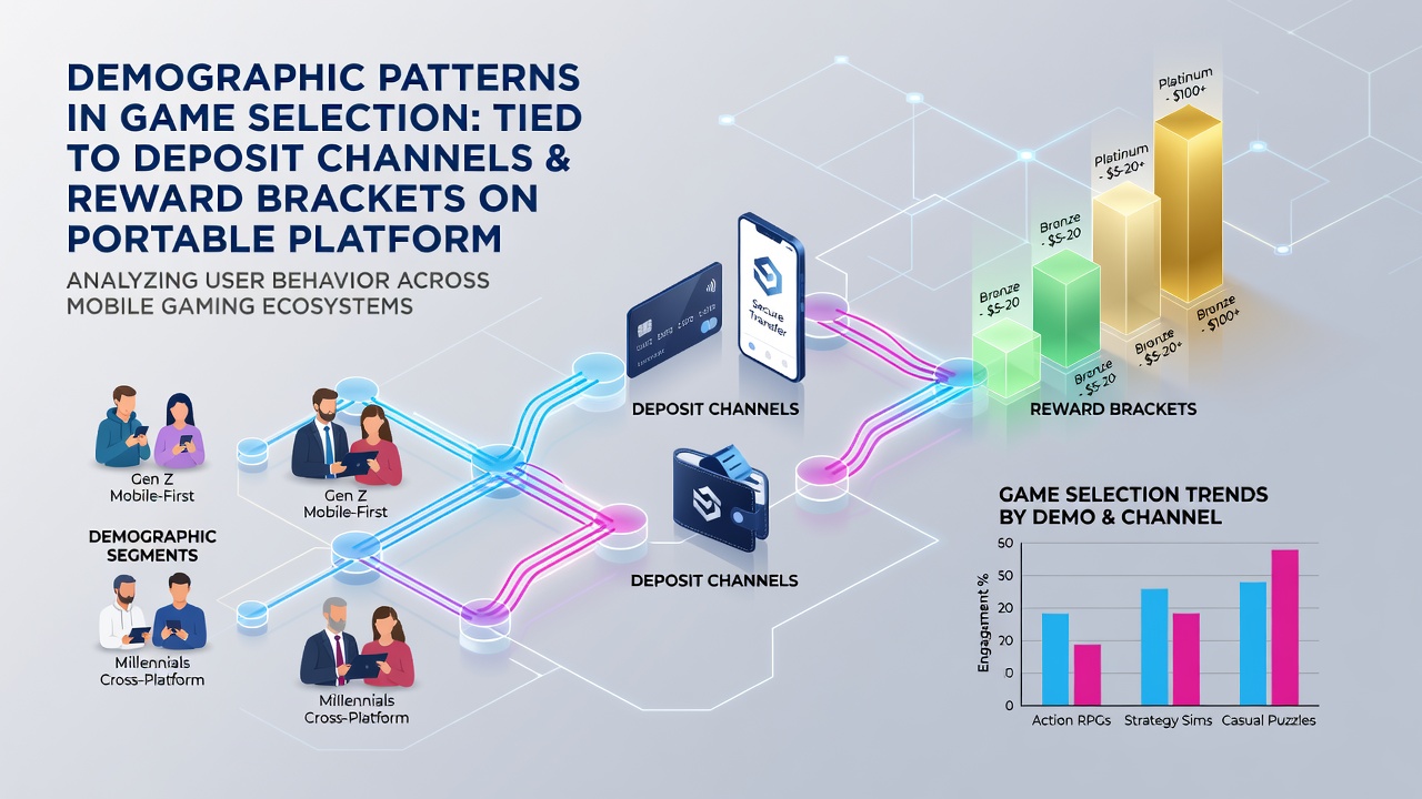 Analytics dashboard showing connections between deposit methods, player demographics, and mobile game preferences