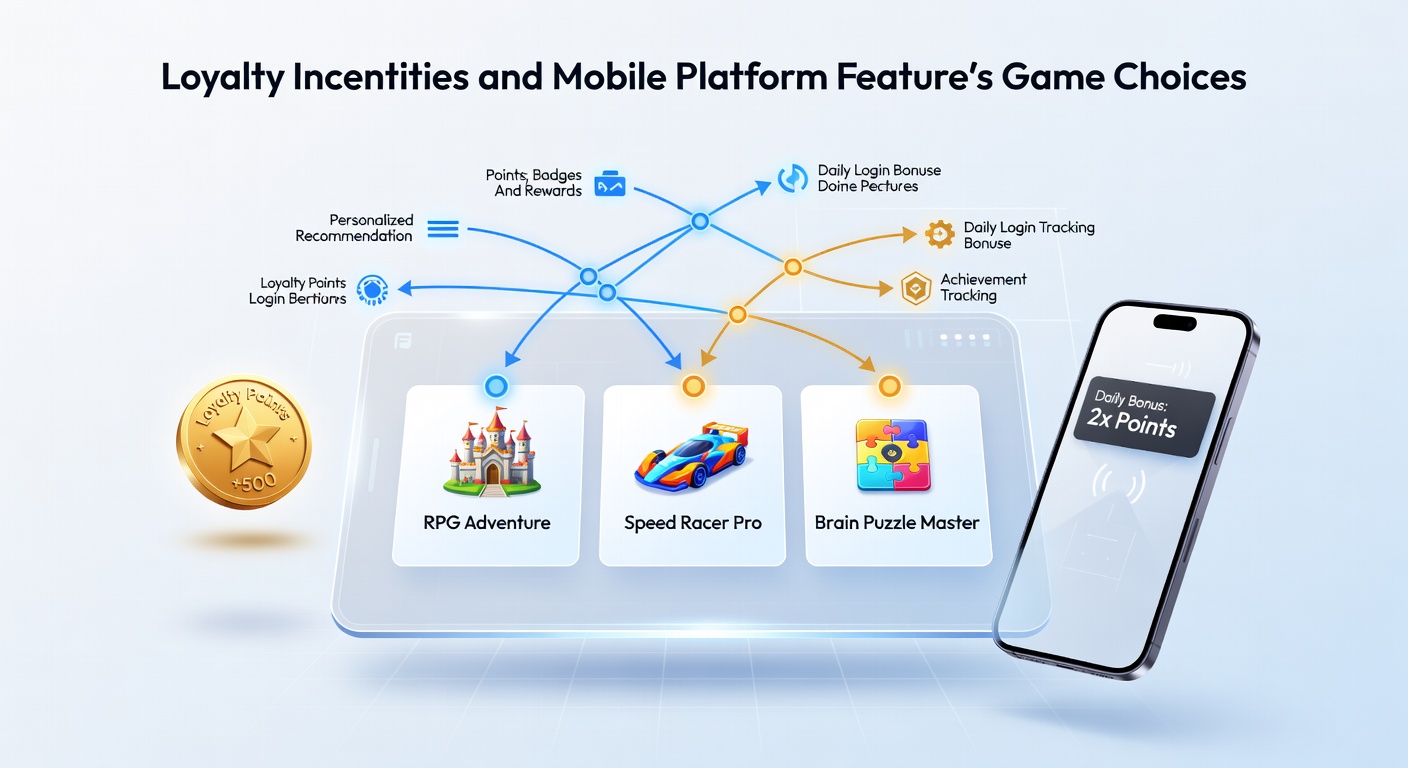 Mobile gaming interface displaying loyalty rewards dashboard alongside game selection options on a smartphone screen