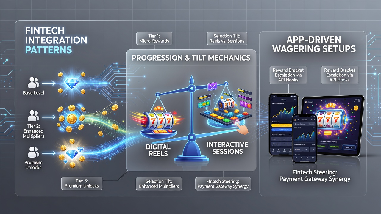 Fintech integration patterns in mobile wagering apps showing reward progression and game selection interfaces